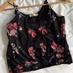 Lush Black and Pink Fitted Crop Camisole